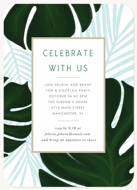 Monstera Leaves Dinner & Cocktail Party Invitations