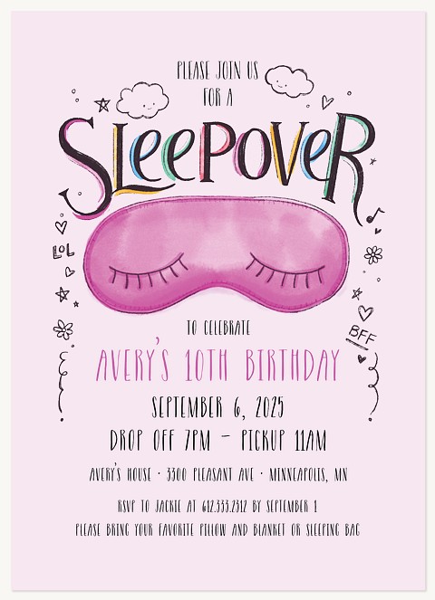 Sleepover Kids Birthday Invitations