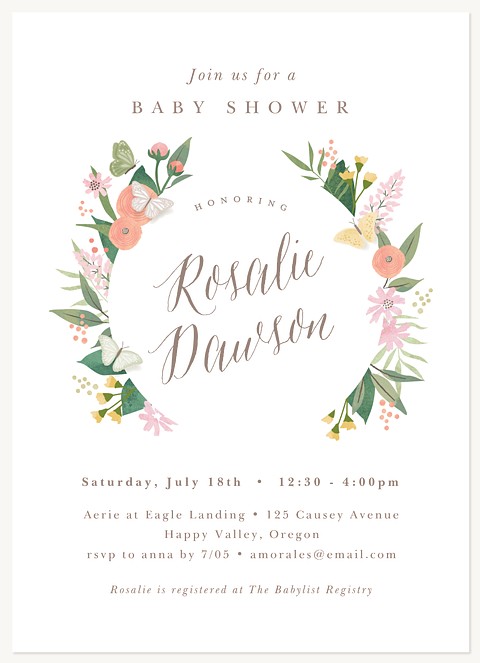 Butterfly Garden Baby Shower Invites