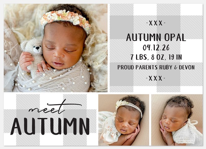 Gray Flannel Baby Birth Announcements