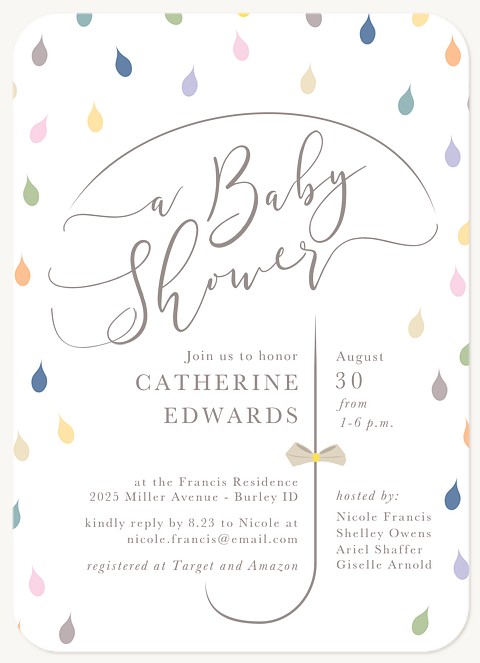 Rainbow Raindrops Baby Shower Invites
