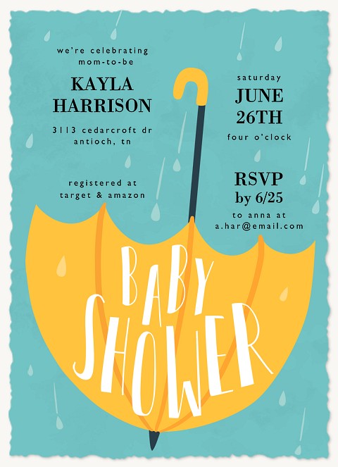 Sunny Showers Baby Shower Invites