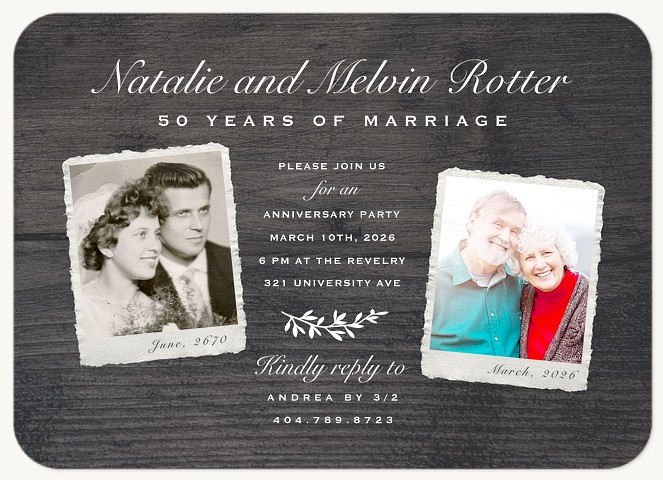 Then & Now Wedding Anniversary Invitations