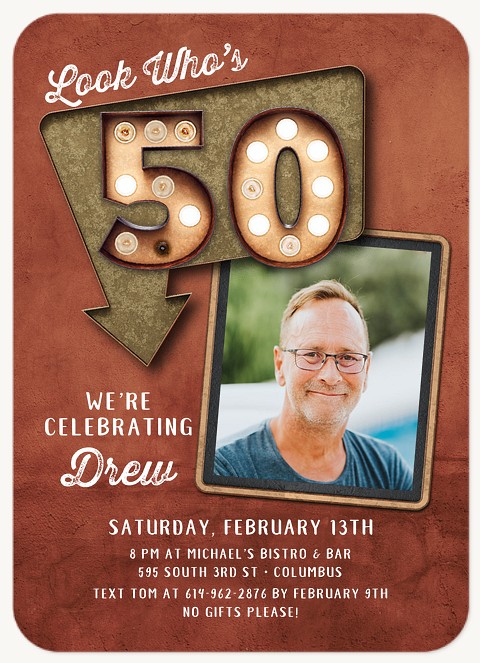 Grunge Sign Adult Birthday Party Invitations