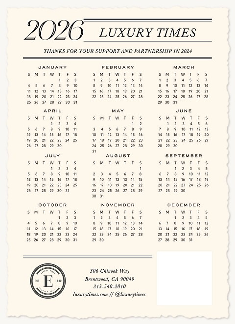 Engraved Calendar Business Holiday Cards