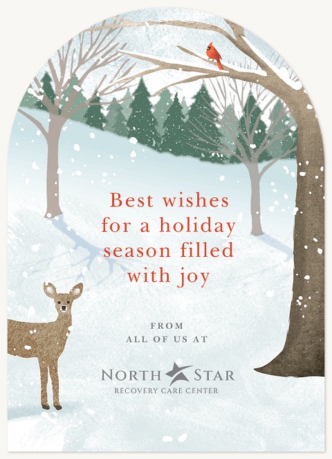  Snowy Deer Business Holiday Cards