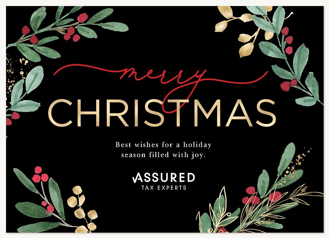 Foliage Frame Business Holiday Cards