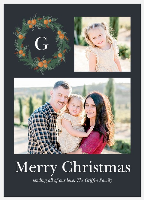 Citrus Wreath Holiday Photo Cards