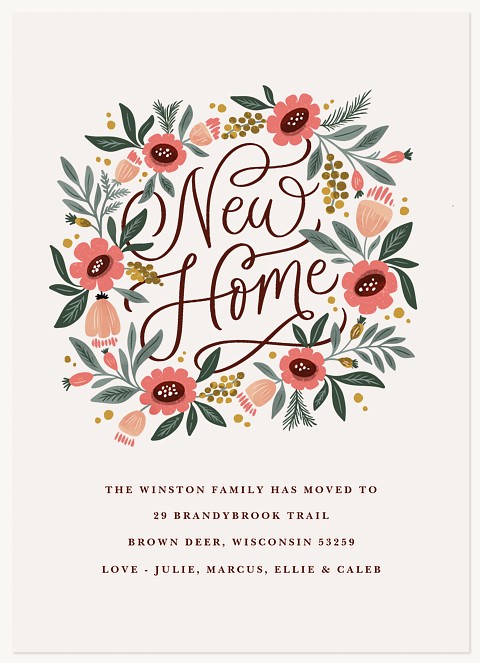 Floral Wreath Moving Announcements