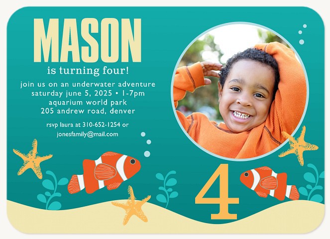 Clownfish Galore Boy Birthday Party Invitations