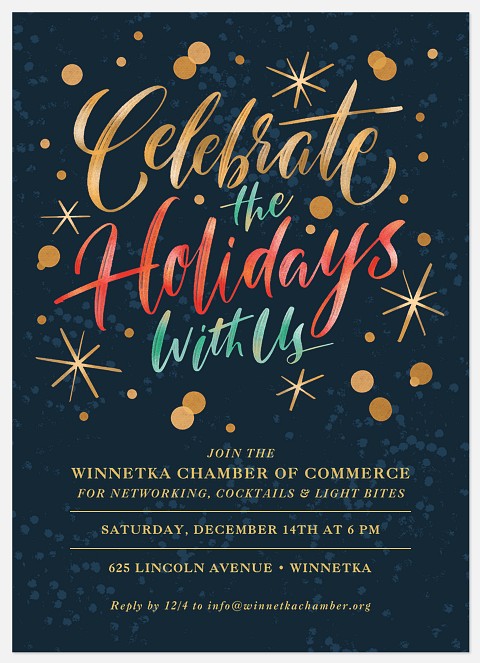 Celebratory Sparkle Holiday Party Invitations