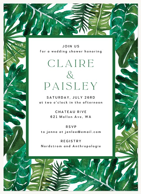 Tropical Bridal Shower Invitations