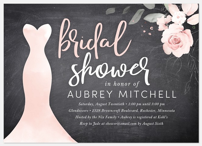 Chalkboard Floral Bridal Shower Invitations