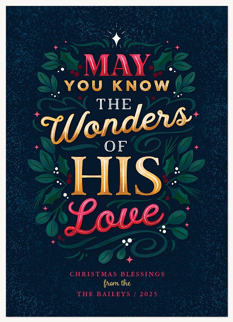 Wonderful Script Personalized Holiday Cards