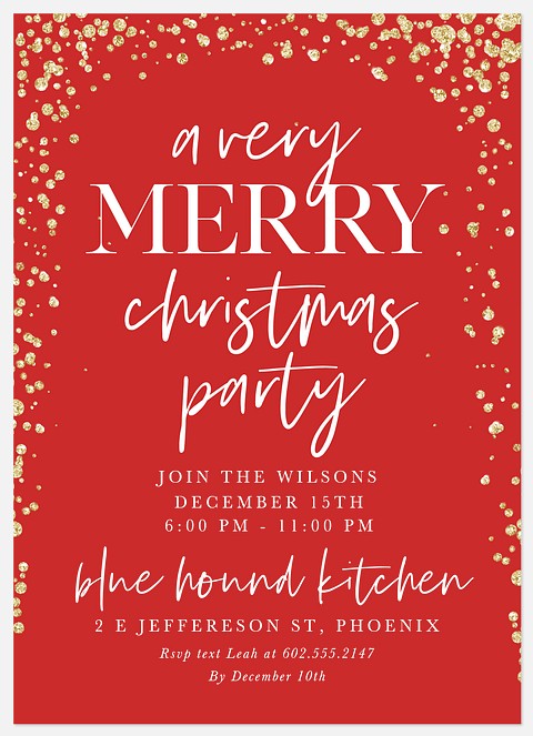 Sparkling Confetti Holiday Party Invitations