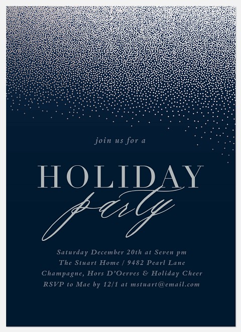  Snowfall Shimmer Holiday Party Invitations