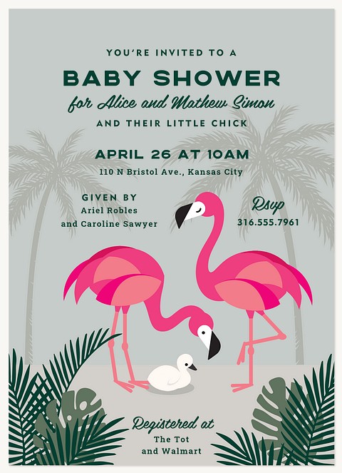 Flamingo Paradise Baby Shower Invites