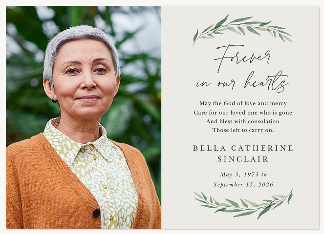 Watercolor Laurels Memorial & Sympathy Cards