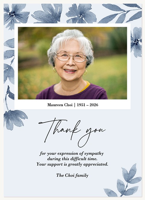 Blue Florals Memorial & Sympathy Cards