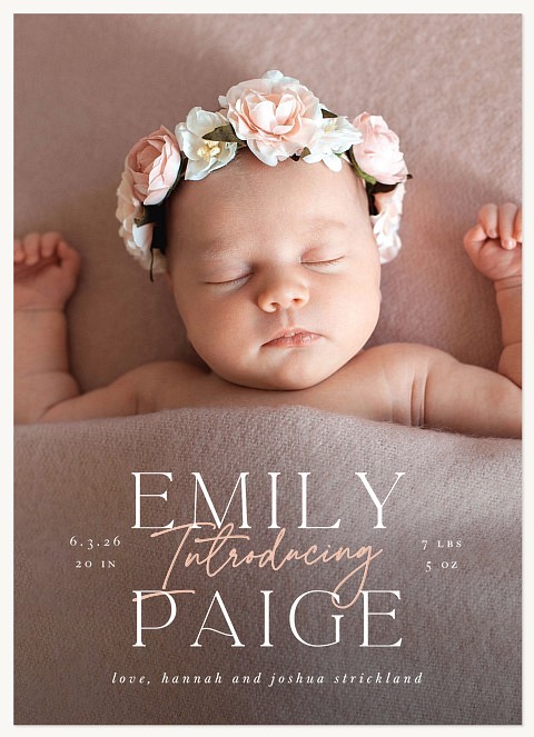 Blushing Introduction Baby Announcements