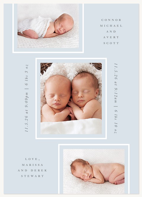Diagonal Frames Twin Birth Announcements