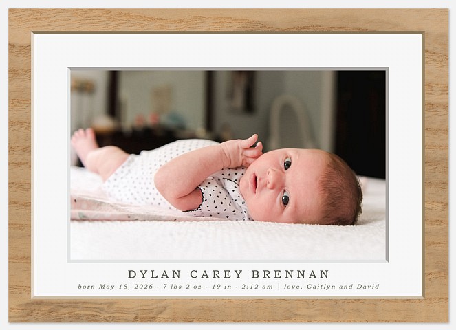 Wood Border Baby Birth Announcements