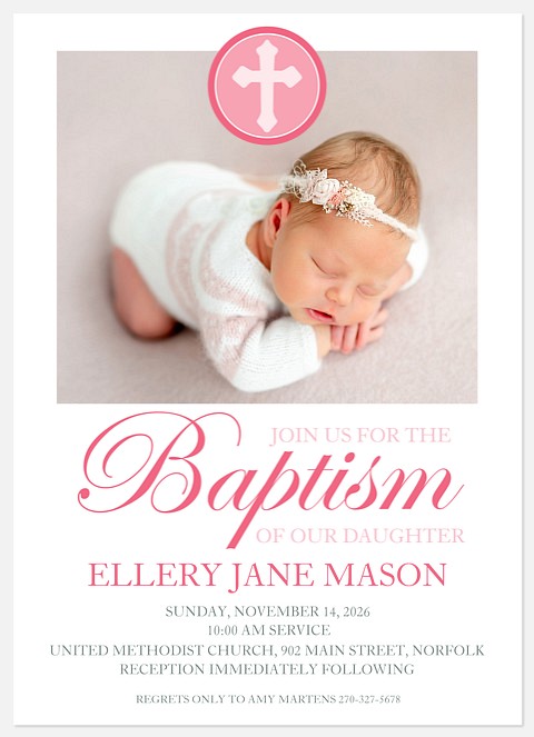 Angelic Debut  Baptism Christening Invitations