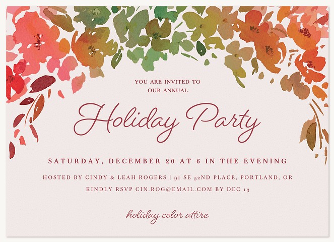 Holiday Watercolor Holiday Party Invitations
