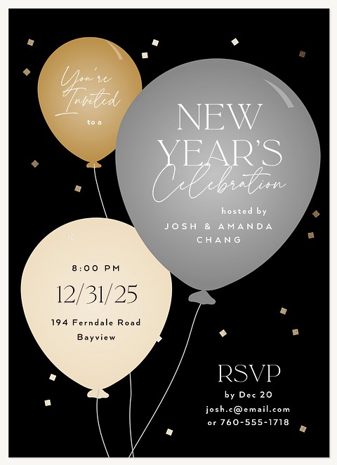 Balloons & Confetti Holiday Party Invitations