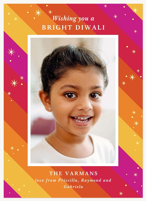 Vibrant Stripes Diwali Holiday Cards