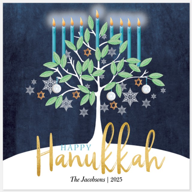 Menorah Treetop Hanukkah Photo Cards