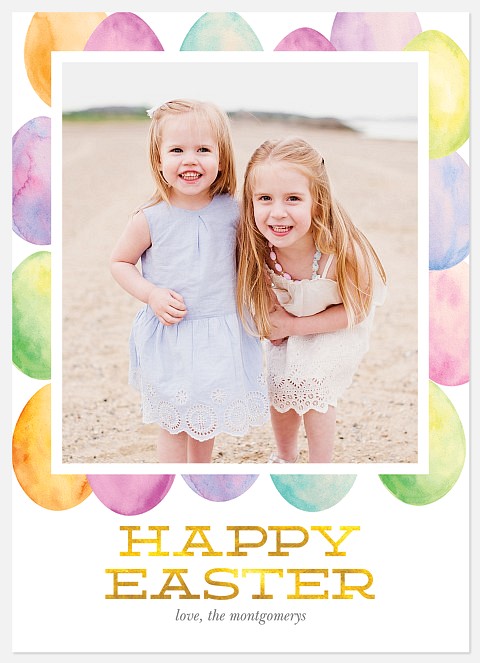 Watercolor Eggs Easter Photo Cards