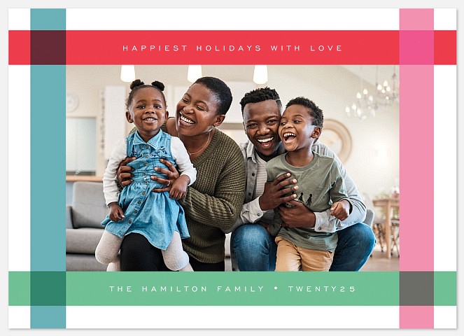 Rainbow Plaid Holiday Photo Cards