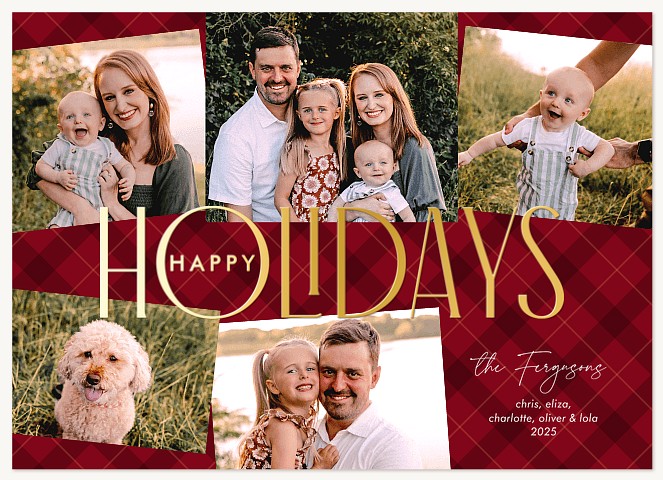 Plaid Collage Personalized Holiday Cards