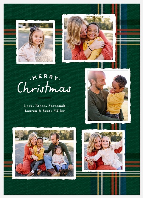 Textured Plaid Holiday Photo Cards