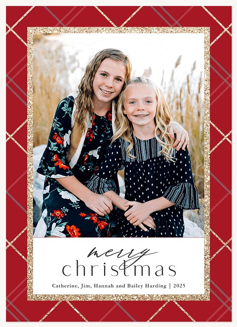 Plaid Glitz Personalized Holiday Cards