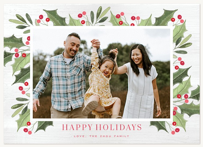 Holly Frame Personalized Holiday Cards