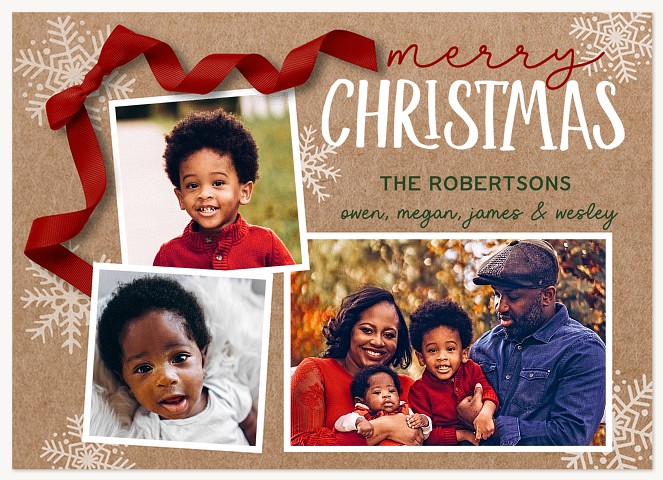 Kraft Ribbon Personalized Holiday Cards