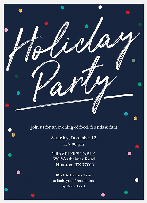 Confetti Fun Holiday Party Invitations