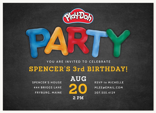 Play-Doh Chalkboard Kids Birthday Invitations