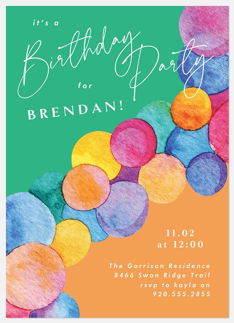 Watercolor Balloons Kids' Birthday Invitations