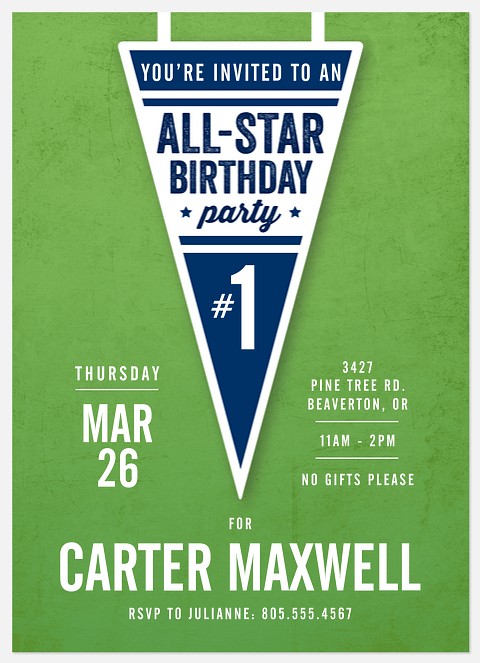 All-Star Pennant Kids' Birthday Invitations