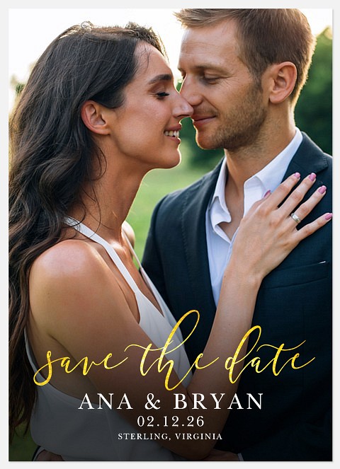 Golden Script Save the Date Photo Cards