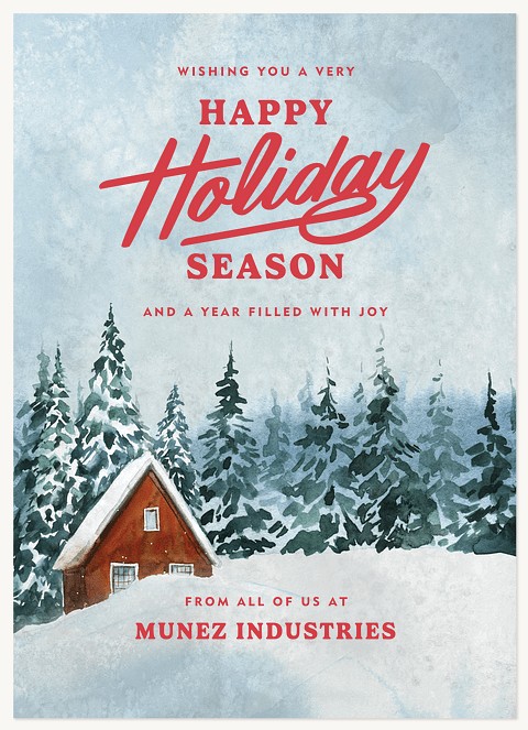 Retro Snowscape Business Holiday Cards