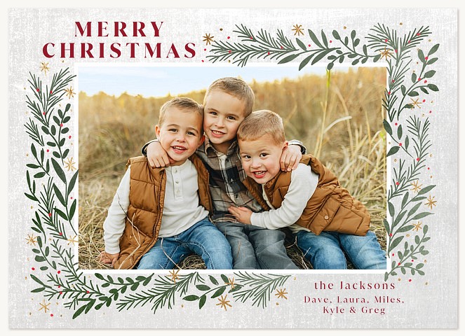 Greenery Hug Personalized Holiday Cards
