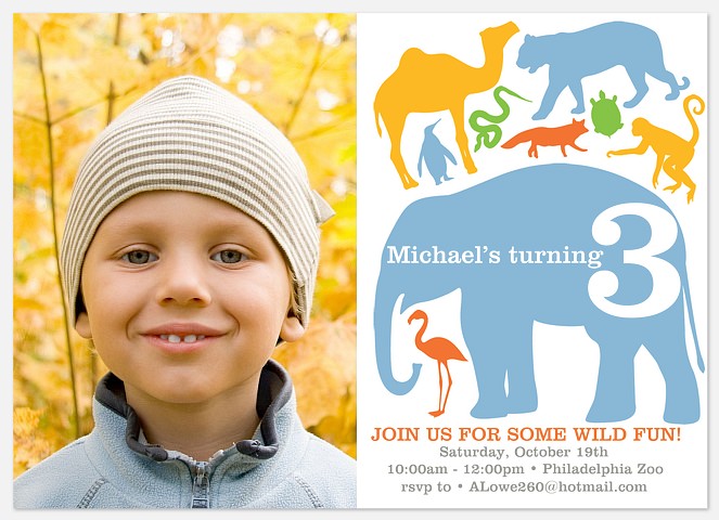Triple Wild Kids' Birthday Invitations