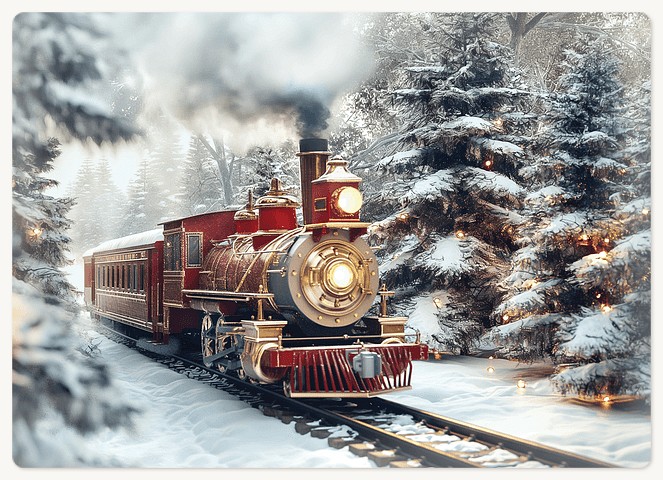 Red Train Holiday & Christmas Magnet Cards