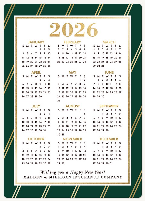 Striped Calendar Holiday & Christmas Magnet Cards