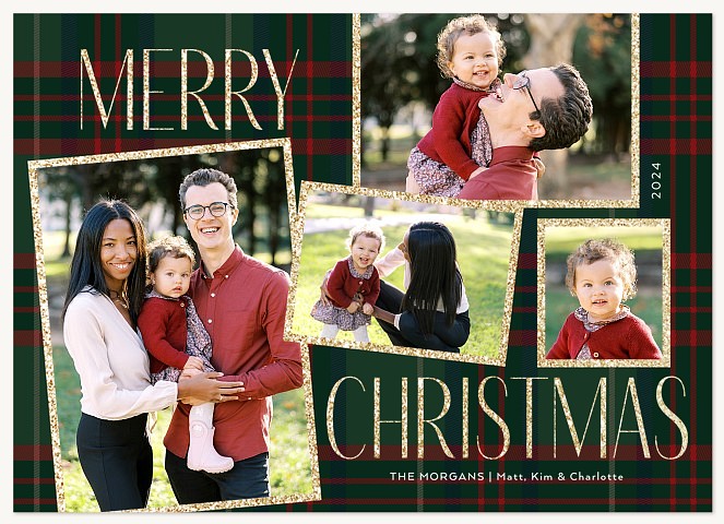 Glitter & Plaid Personalized Holiday Cards