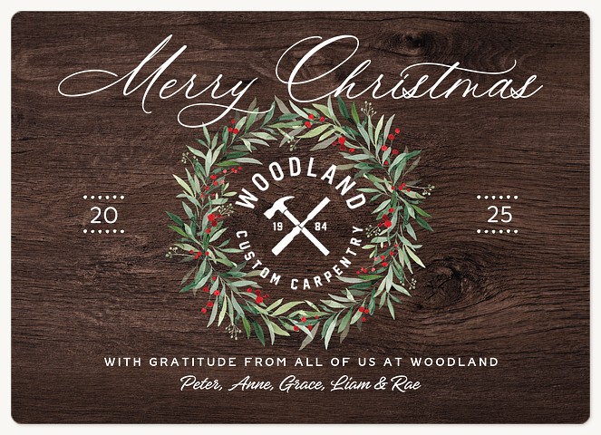 Rustic Center Wreath Holiday & Christmas Magnet Cards